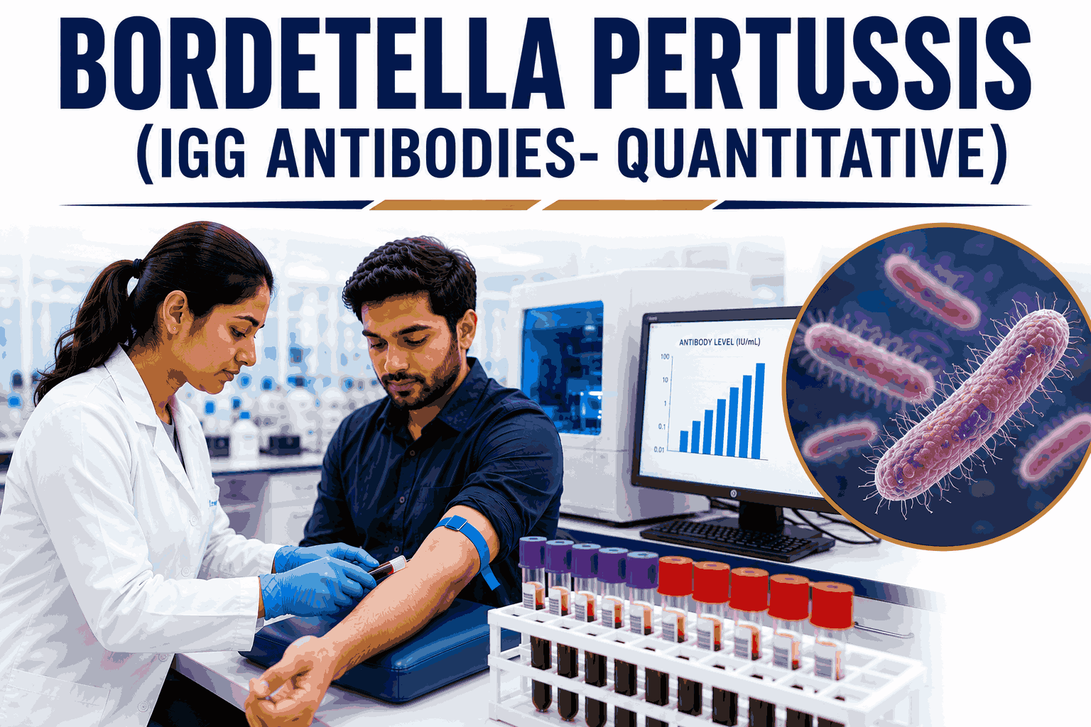 Bordetella pertussis IgG antibodies quantitative blood test for diagnosing whooping cough, assessing pertussis immunity, and evaluating respiratory bacterial infection
