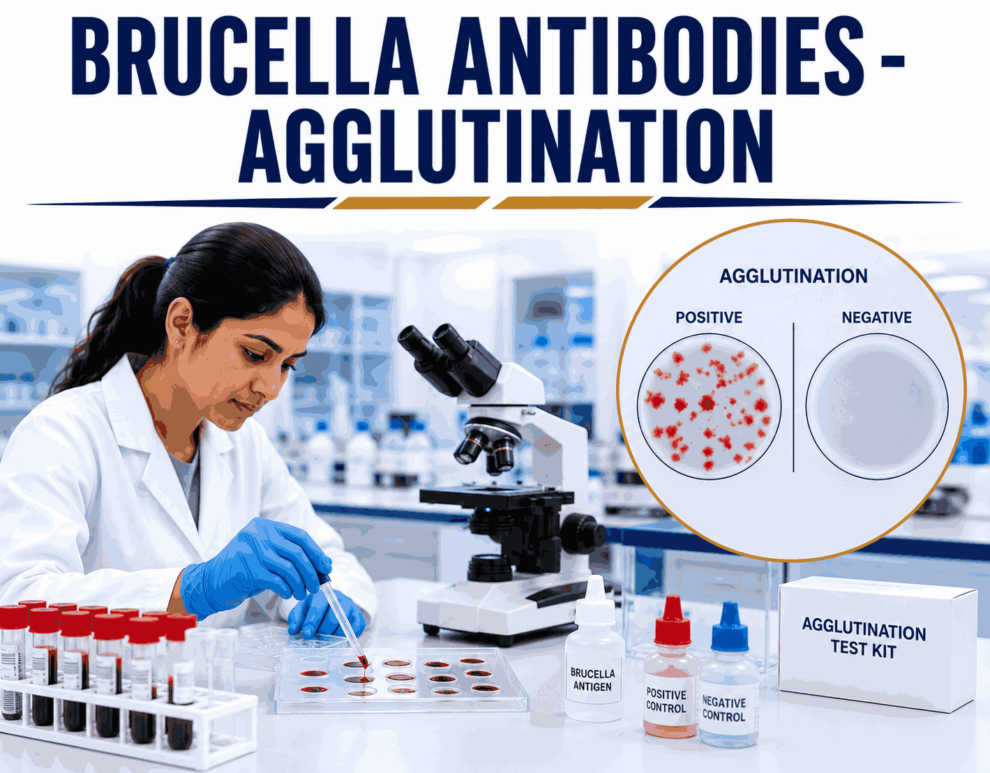 Brucella antibodies agglutination blood test for diagnosing brucellosis, bacterial zoonotic infection, prolonged fever, and occupational exposure to Brucella bacteria