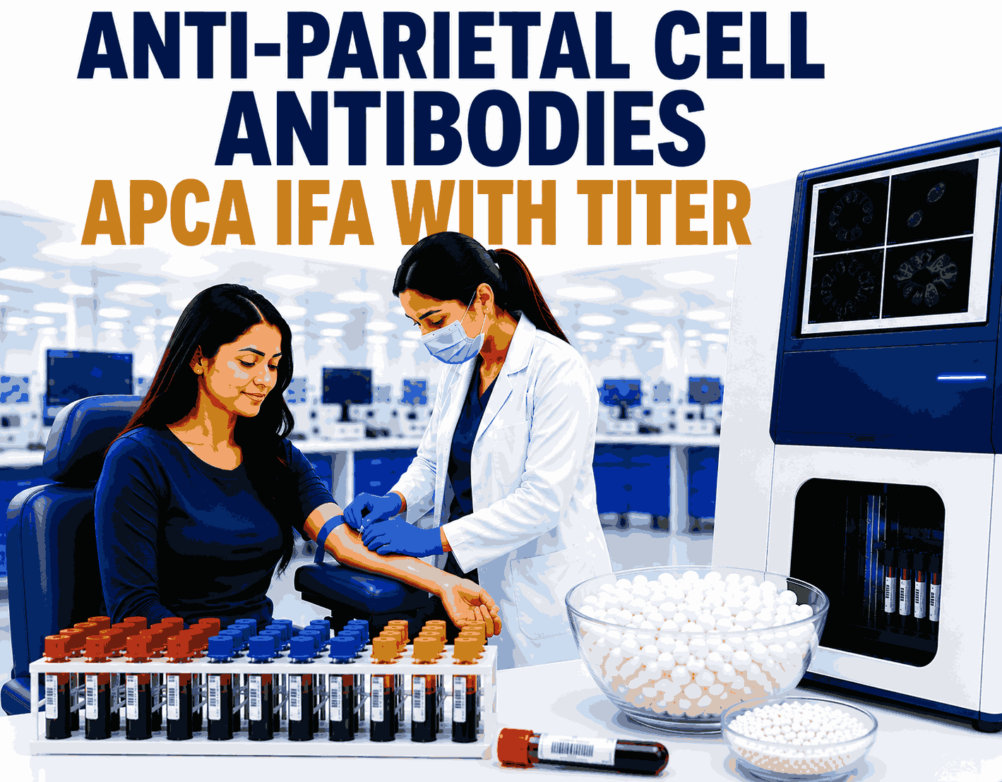 Anti-Parietal Cell Antibodies (APCA) IFA with Titer blood test for diagnosing autoimmune gastritis, pernicious anemia, and vitamin B12 deficiency at Focus Diagnostics