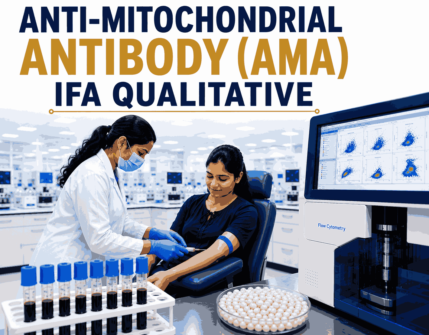 Anti-Mitochondrial Antibody (AMA) IFA with Reflex Titers blood test for diagnosing Primary Biliary Cholangitis and autoimmune liver diseases at Focus Diagnostics