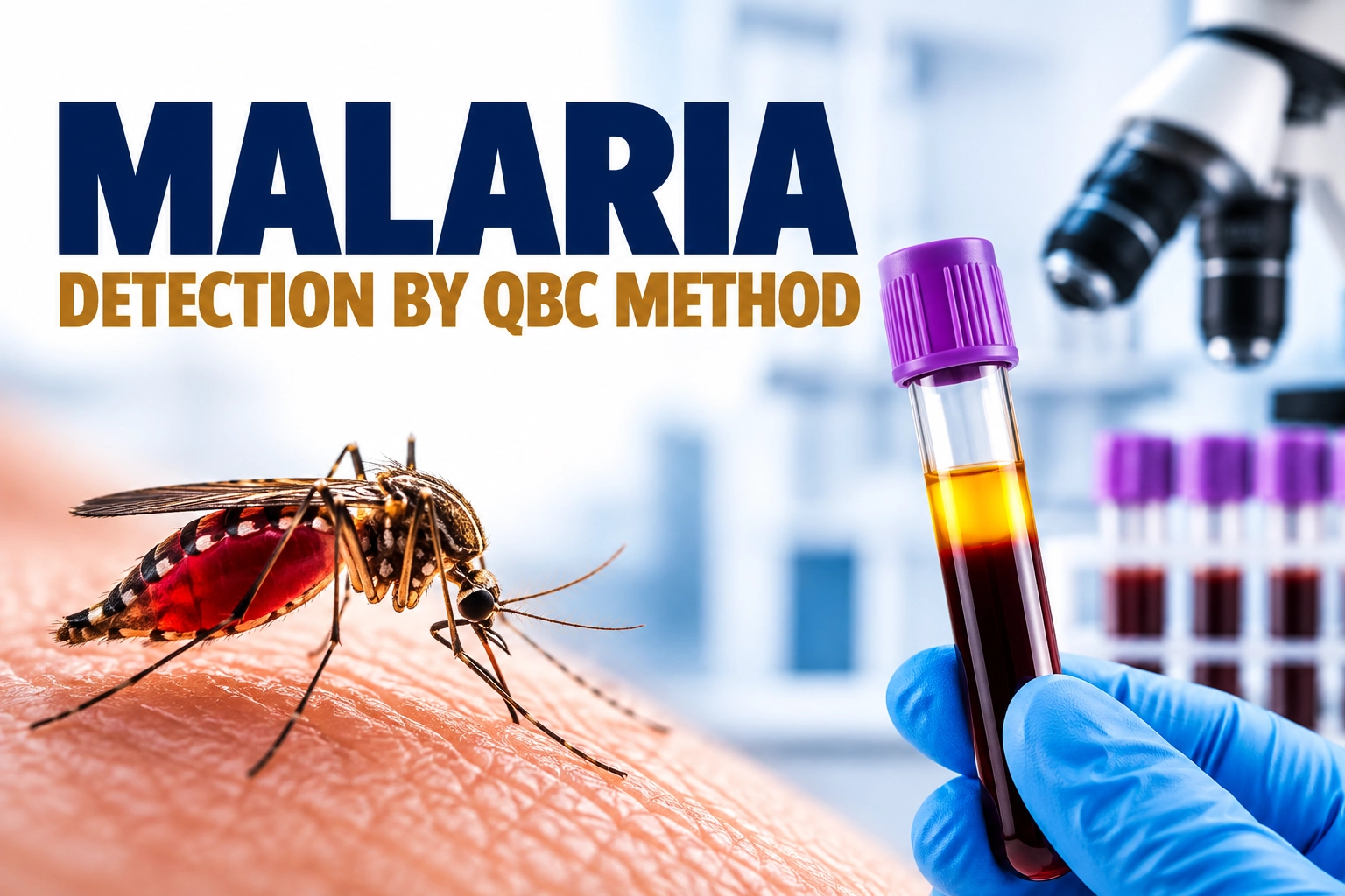 Malaria Detection by QBC Method showing fluorescent microscopy analysis for rapid malaria parasite detection and diagnosis