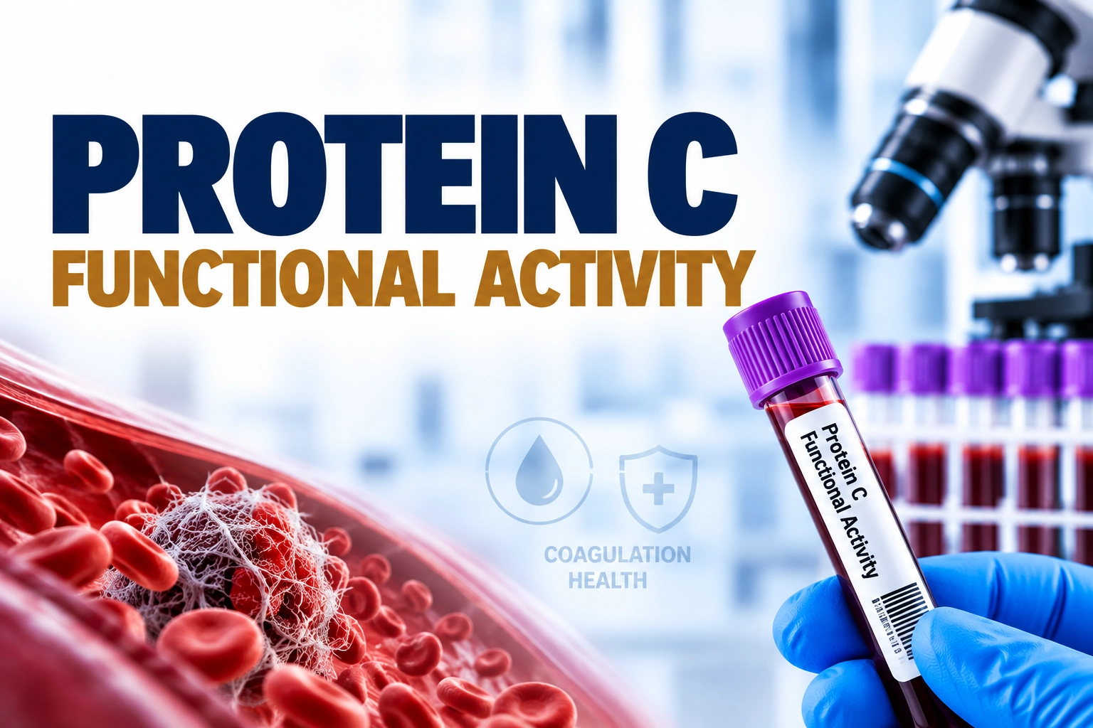 Protein C Functional Activity test showing coagulation analysis for Protein C deficiency, thrombophilia screening, and blood clotting disorder evaluation
