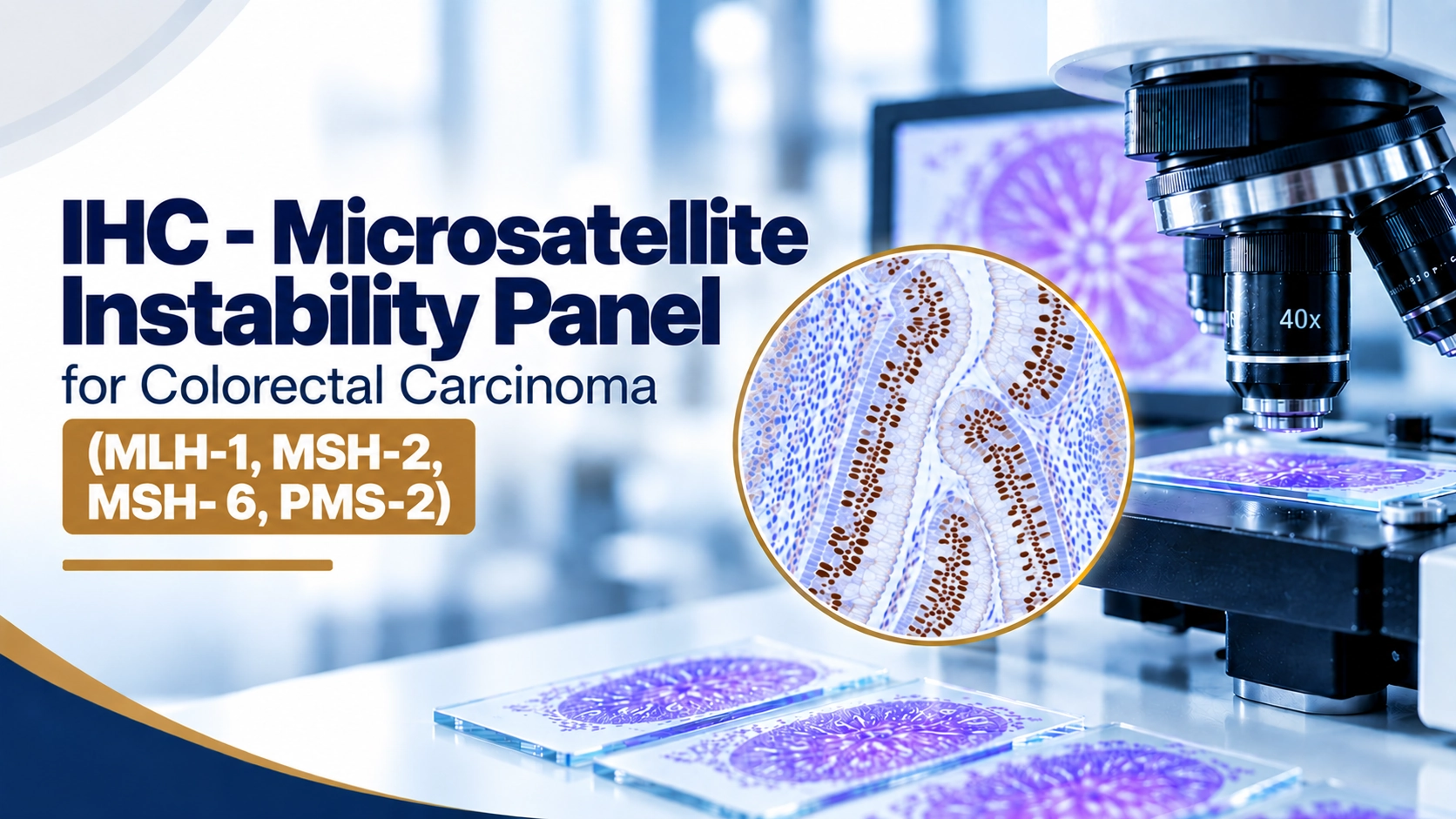 Microsatellite instability panel immunohistochemistry staining for MLH1, MSH2, MSH6 and PMS2 in colorectal carcinoma tissue