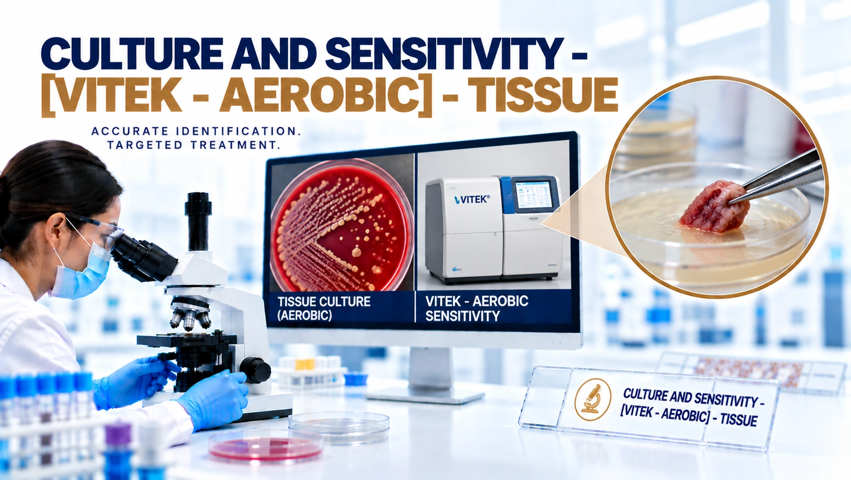 Culture and Sensitivity VITEK Aerobic Tissue test at Focus Diagnostics for detection of bacterial infections in tissue specimens and antibiotic susceptibility testing