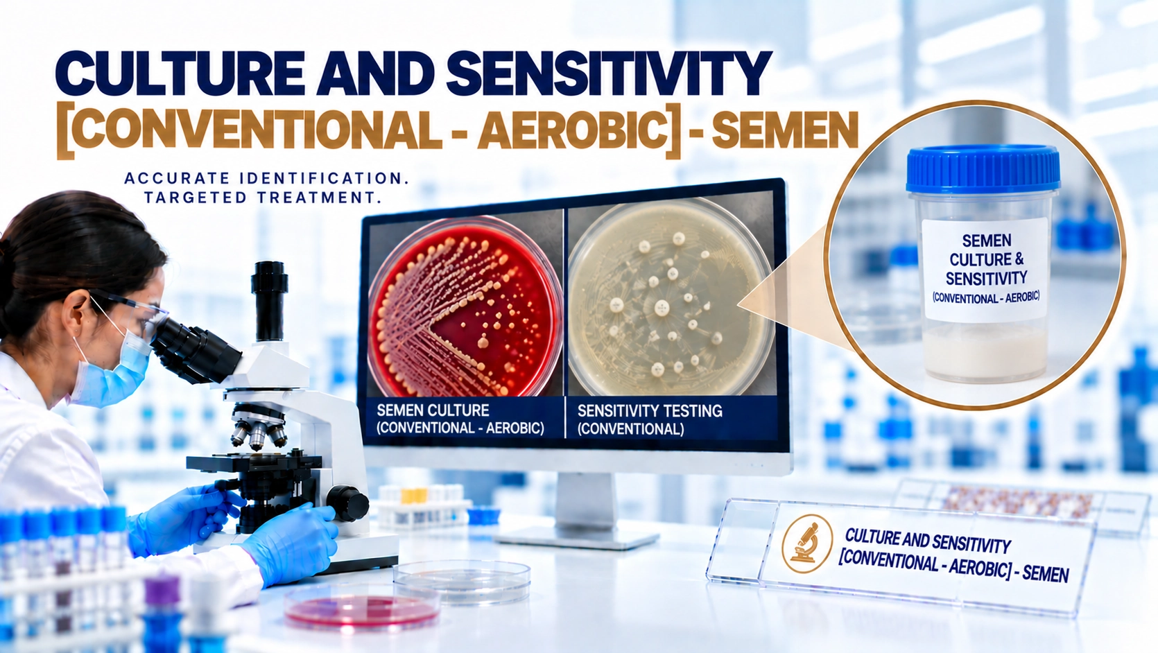 Culture and Sensitivity Conventional Aerobic Semen test at Focus Diagnostics for detection of bacterial infections in semen and antibiotic susceptibility testing