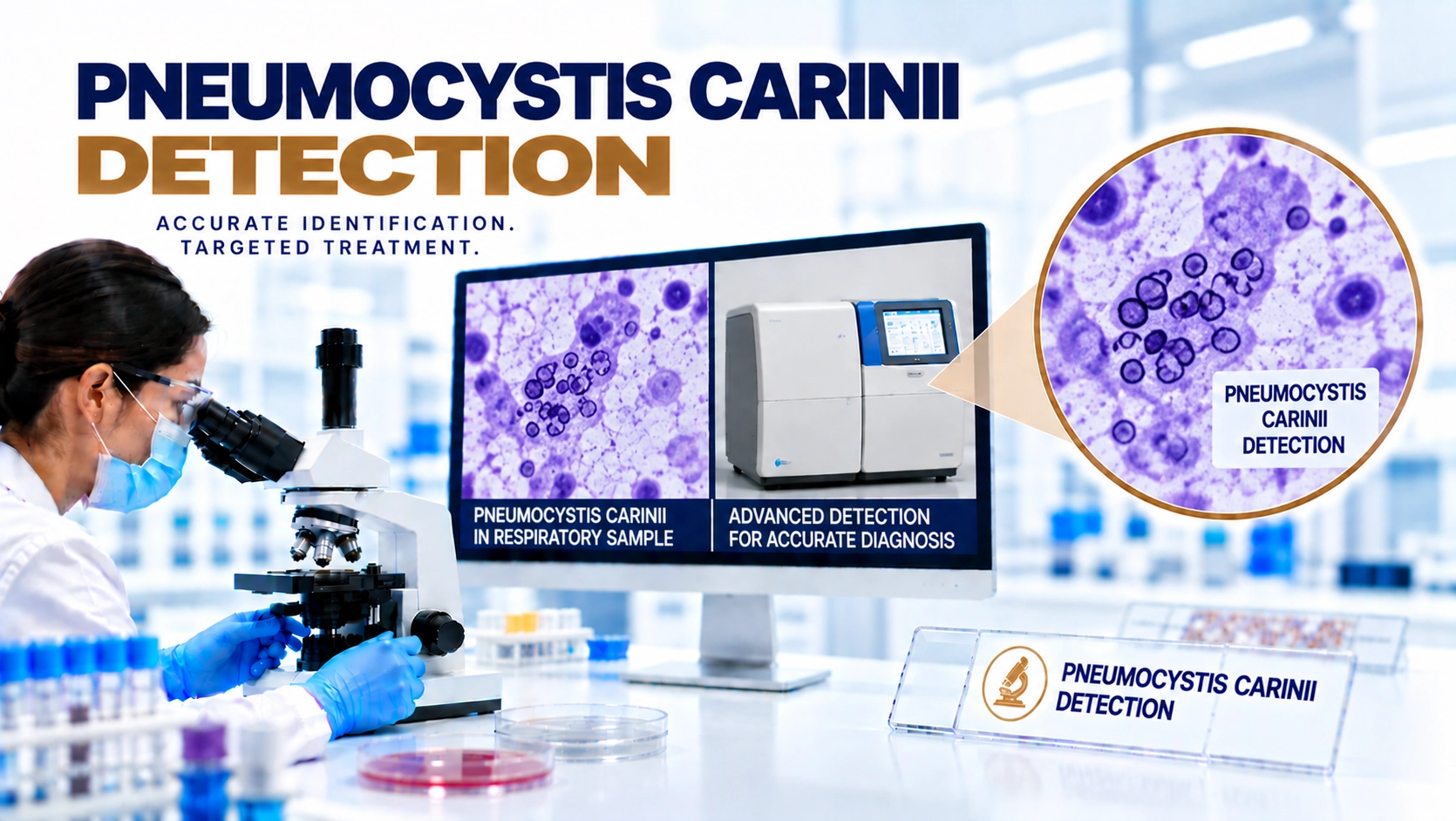 Pneumocystis Carinii Detection test at Focus Diagnostics for diagnosis of Pneumocystis jirovecii pneumonia and opportunistic fungal respiratory infections