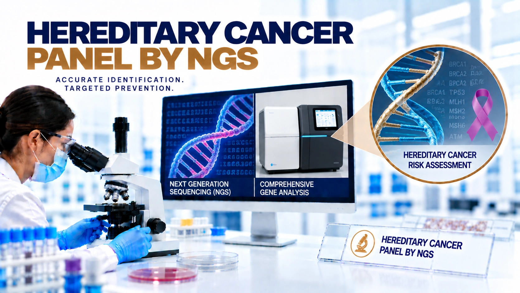 Hereditary Cancer Panel by NGS at Focus Diagnostics for genetic screening of inherited cancer risk genes using Next Generation Sequencing technology