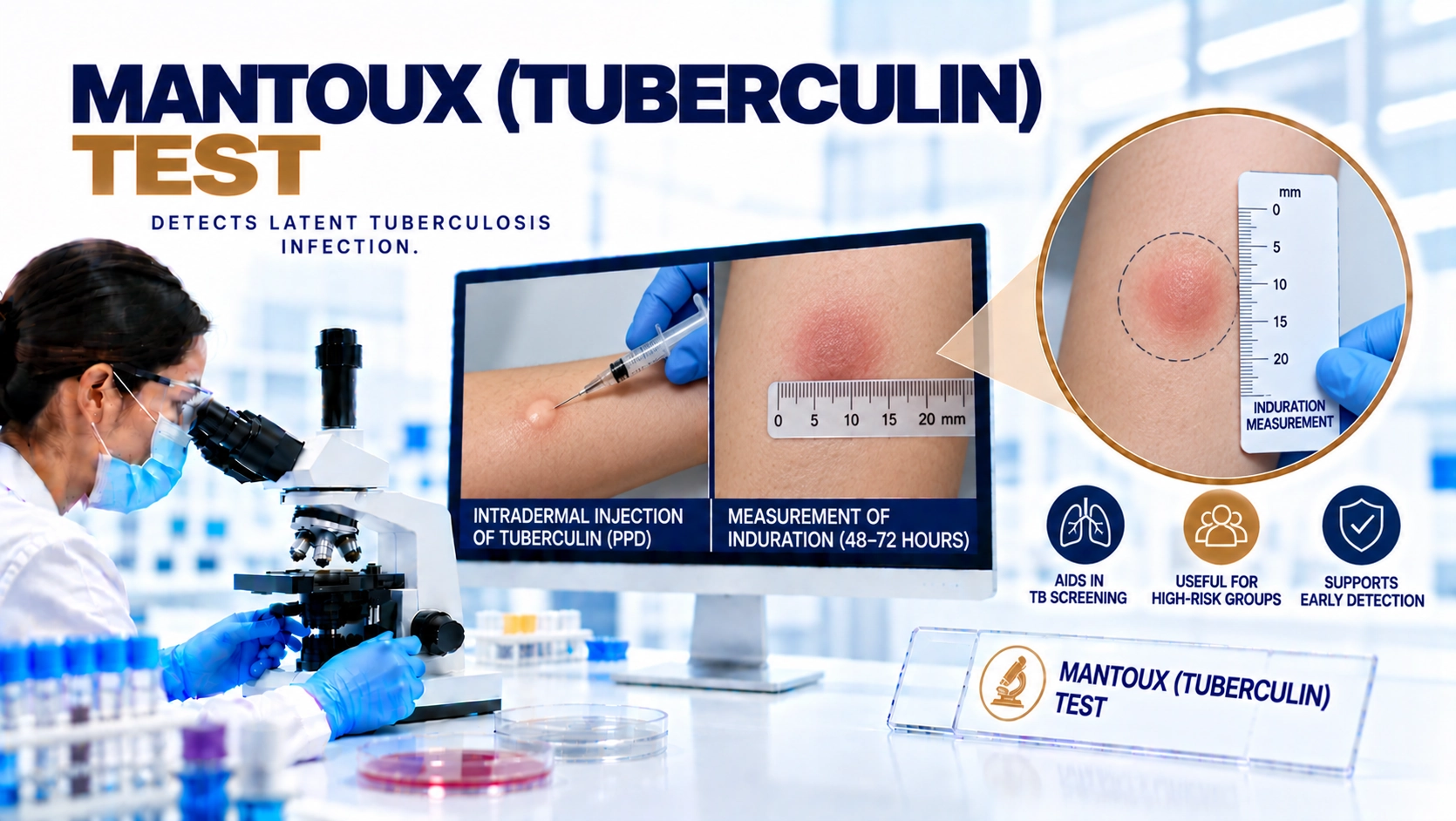 Mantoux Tuberculin Test at Focus Diagnostics for tuberculosis screening and immune response evaluation using purified protein derivative injection