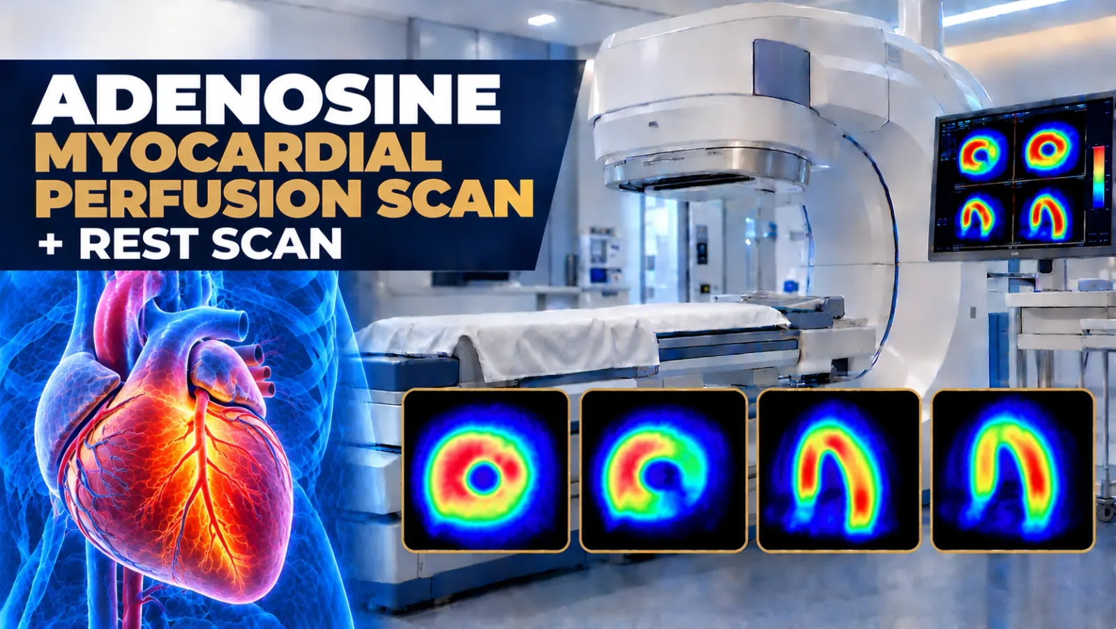 Adenosine myocardial perfusion scan and rest scan at Focus Diagnostics Hyderabad